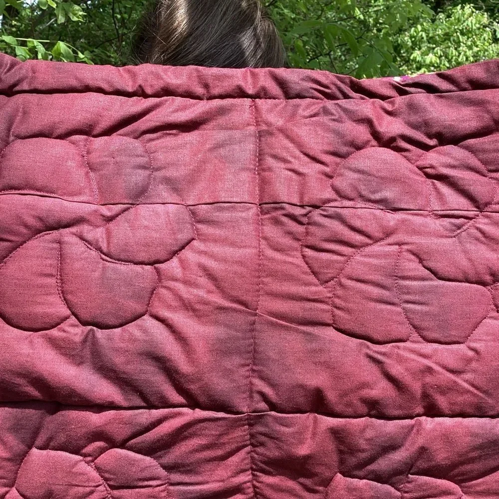 NWT. Hand Crafted Maroon/Wine Mixed Prints Lap Quilt